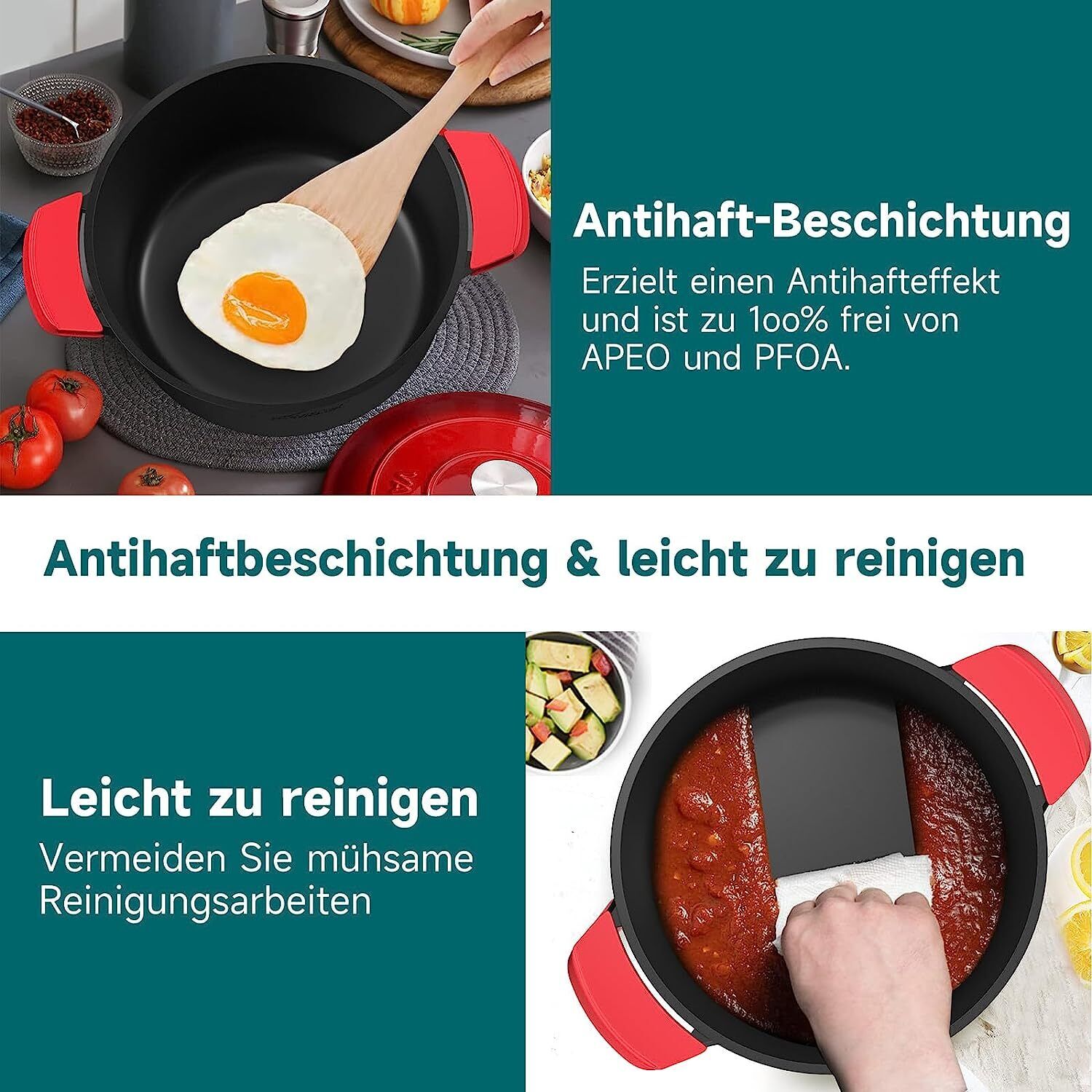 Induction cooking pot 24/28cm pot non-stick coating, for all types of stoves 4L/6L 