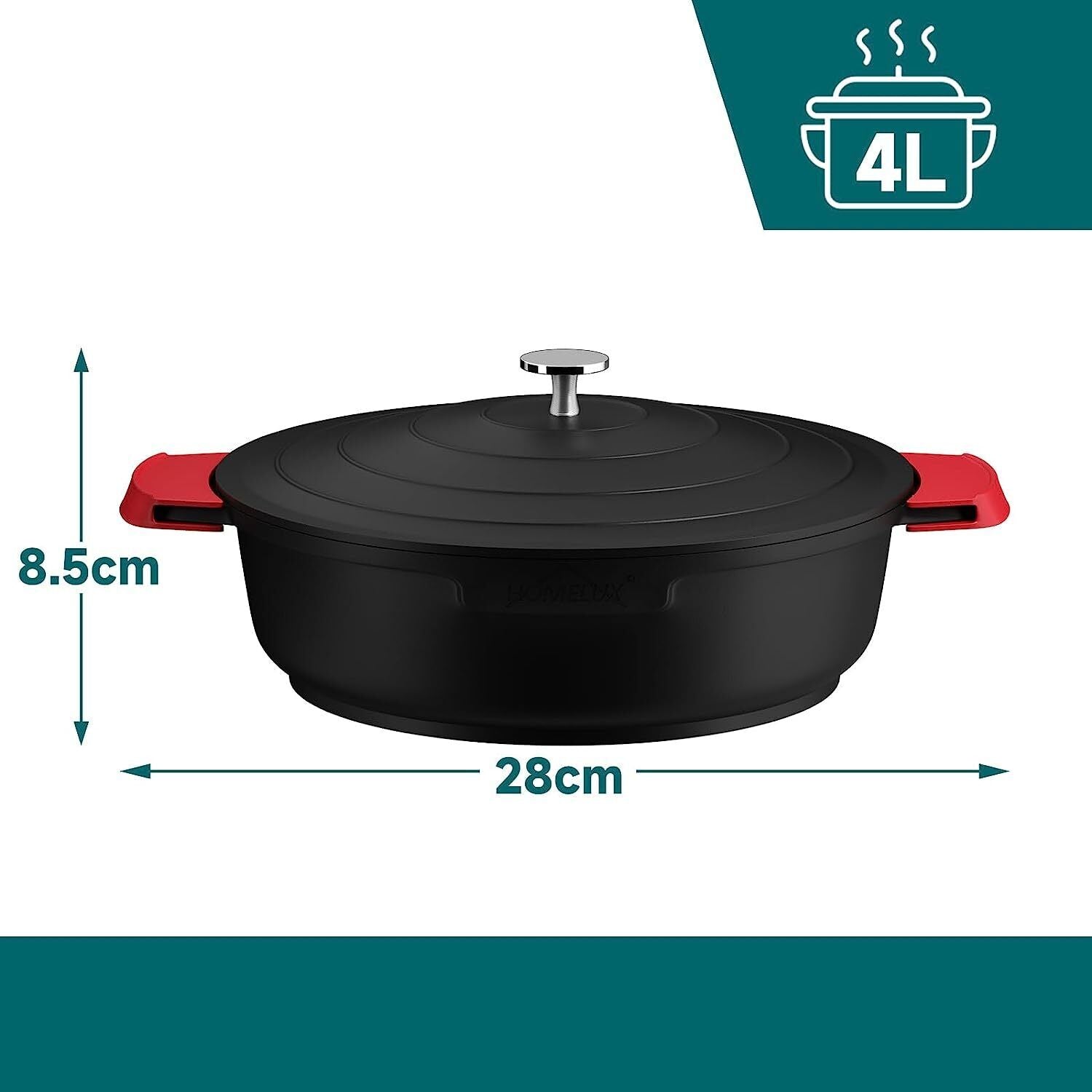 Induction cooking pot 24/28cm pot non-stick coating, for all types of stoves 4L/6L 