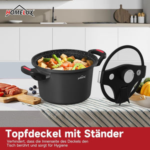 Schnellkochtopf mit direktem Öffnungsmechanismus zum sicheren Nachfüllen von Zutaten