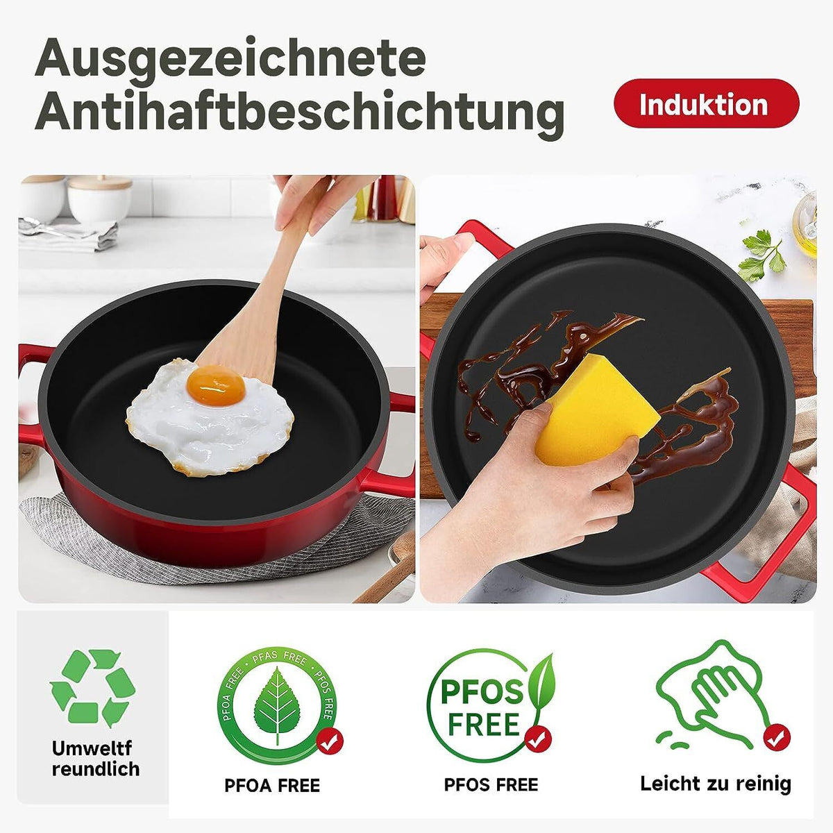 Kochtopf Klein 16 cm Topf Induktion mit Glasdeckel, 800ML Antihaftbes – homelux-shop