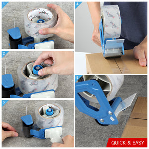 Packing tape hand dispenser including 2 rolls of adhesive tape Transparent adhesive tape dispenser 