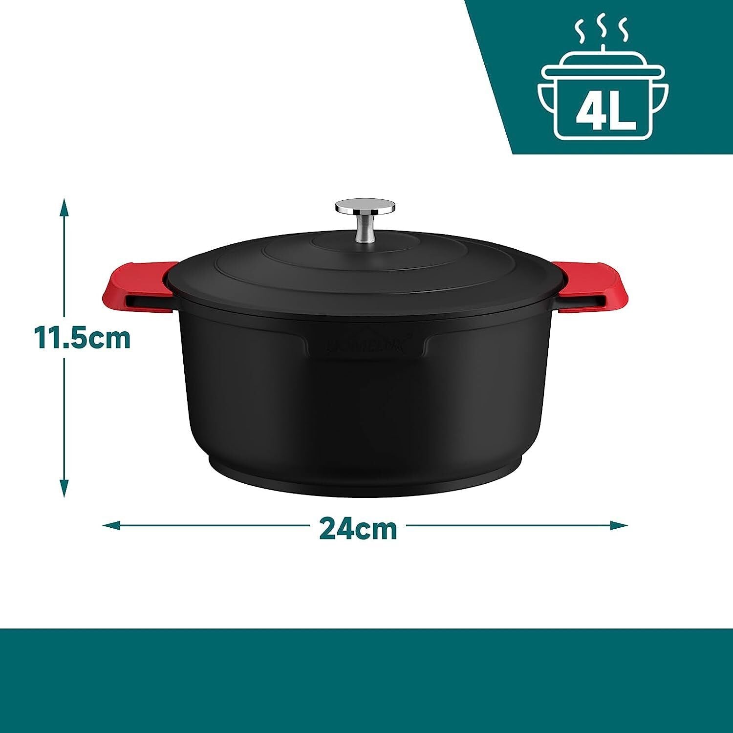 Induction cooking pot 24/28cm pot non-stick coating, for all types of stoves 4L/6L 