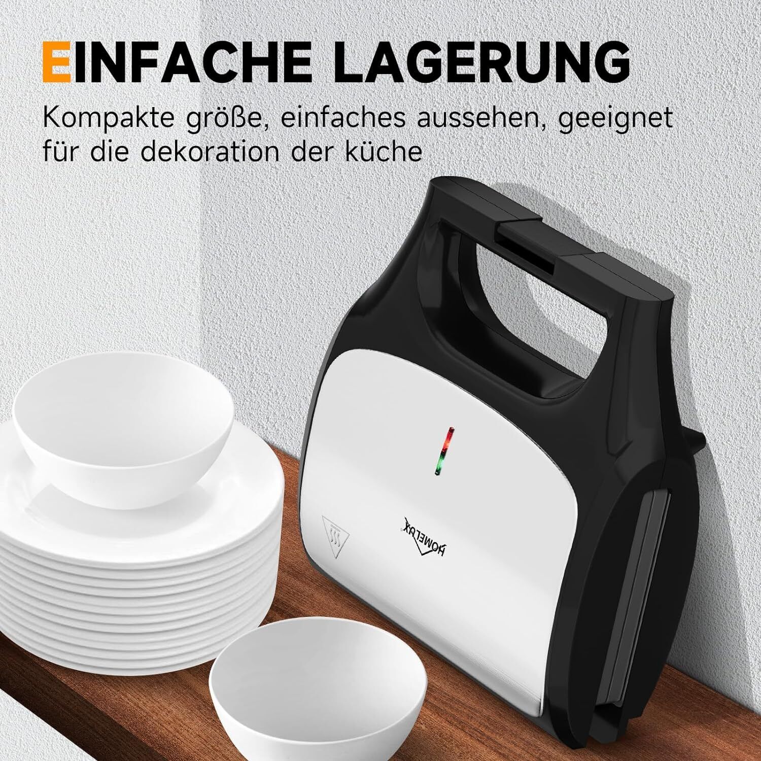 Kompakter Sandwichmaker für leckere Mahlzeiten zu Hause oder unterwegs.