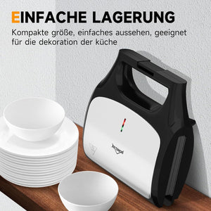 Kompakter Sandwichmaker für leckere Mahlzeiten zu Hause oder unterwegs.