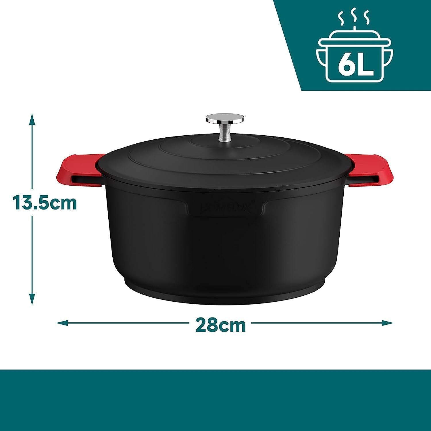 Induction cooking pot 24/28cm pot non-stick coating, for all types of stoves 4L/6L 