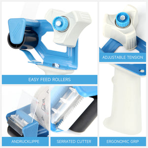 Packing tape hand dispenser including 2 rolls of adhesive tape Transparent adhesive tape dispenser 