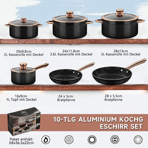 Alu-Induktions-Topfset: HOMELUX 10-teilig