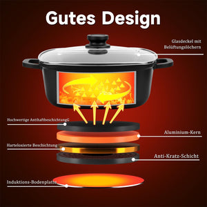 Pot Induction Pots with glass lid Cooking pots for induction, with non-stick coating, dishwasher safe, soup pot