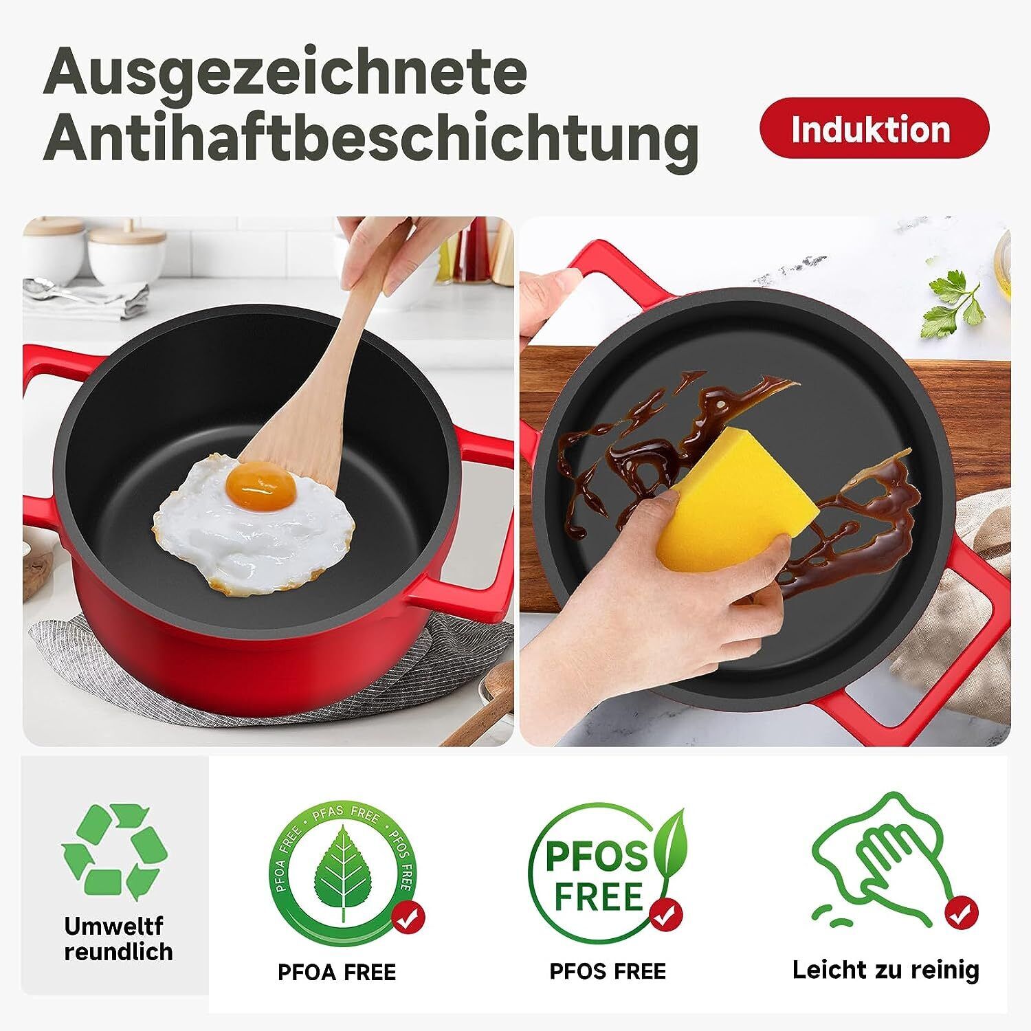 Homelux Induktionstöpfe mit starkem Boden – Gleichmäßige Wärmeverteilung