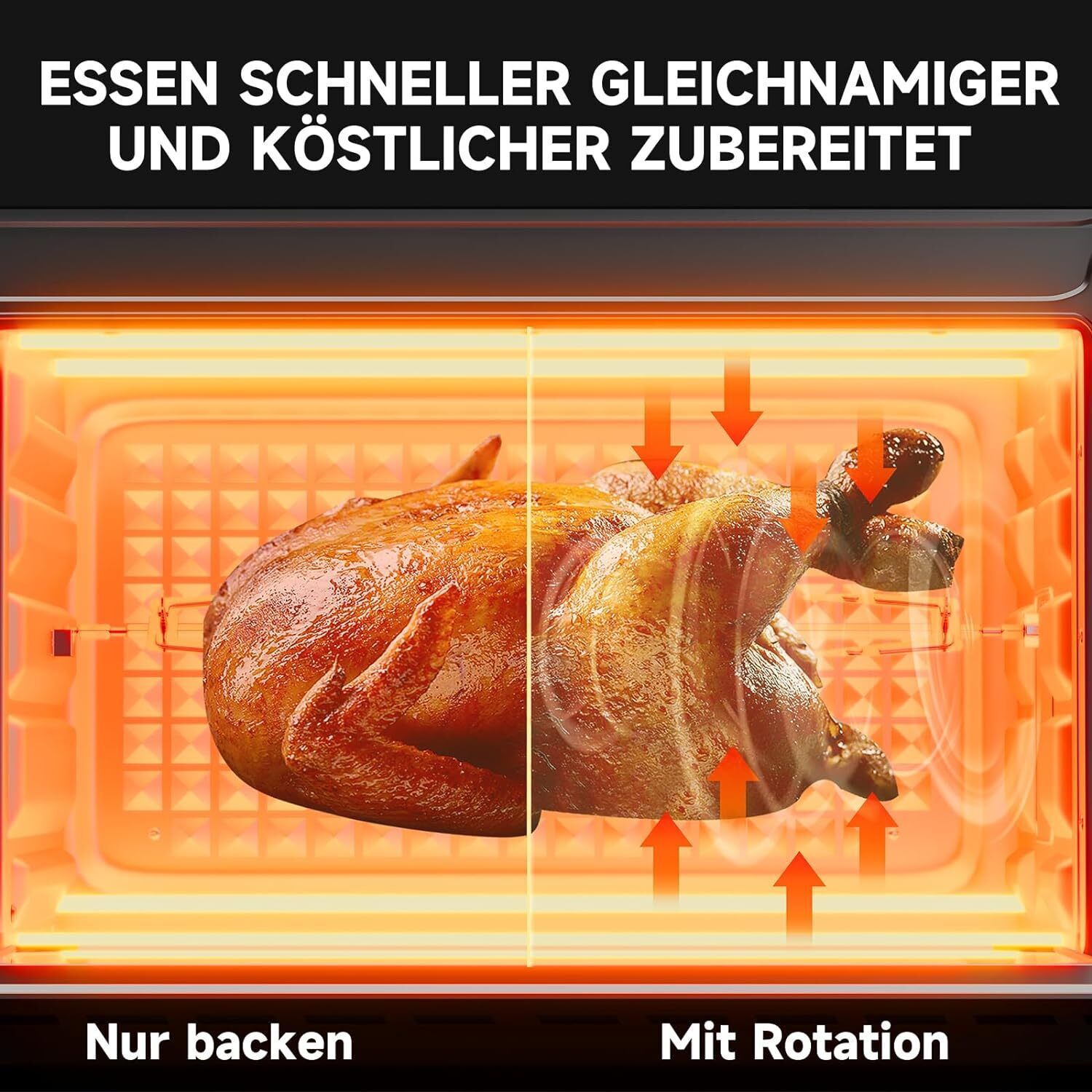  Flexible Nutzung durch 4 Einschubhöhlen im HOMELUX Minibackofen