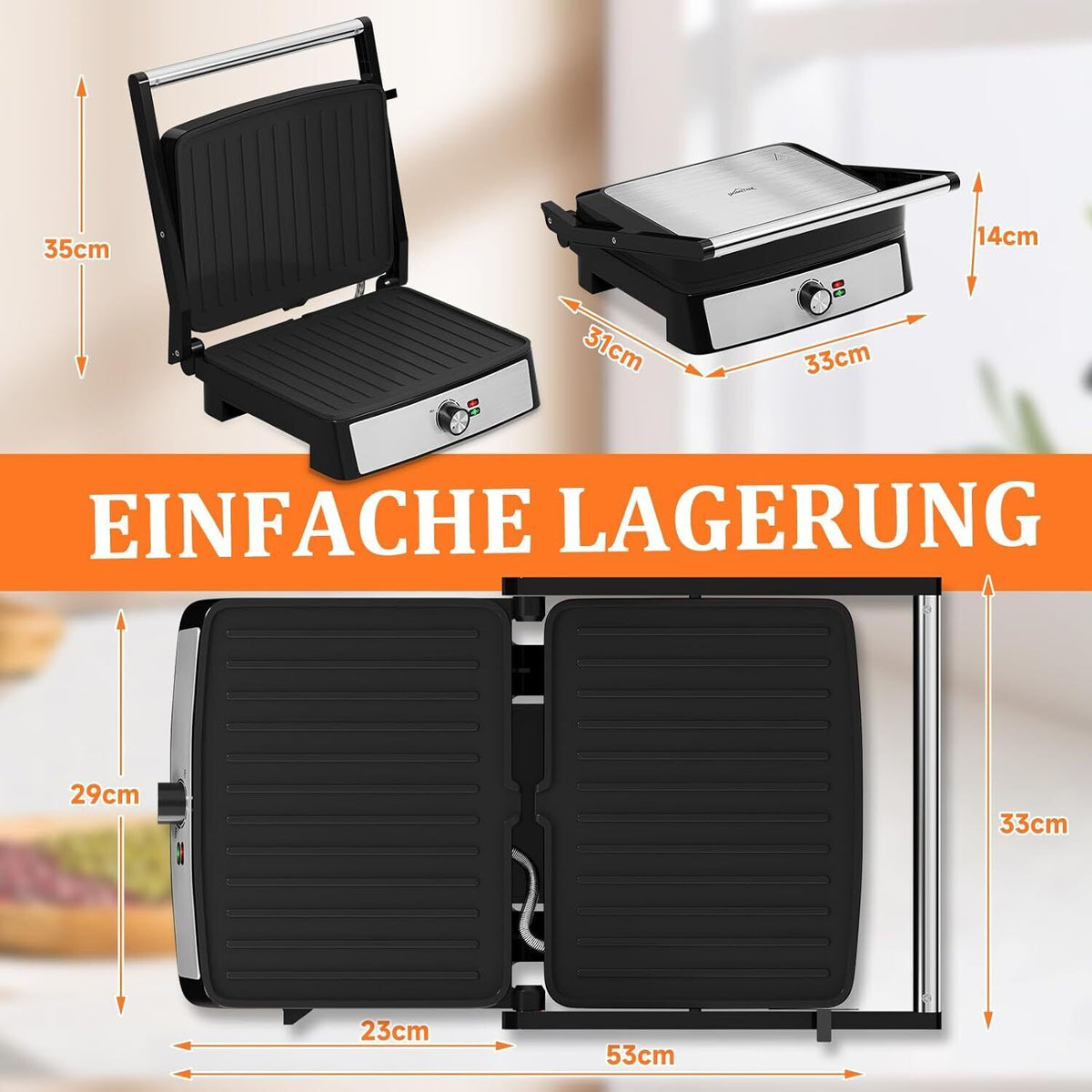 Belle Vous Magnetron Tosti Ijzer Grill - Anti aanbak Tosti maker - Panini grill - Geschikt Voor De Vaatwasser - Tosti Apparaat - Oranje Handvaten