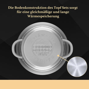 Pot set induction stainless steel cooking pot 10-piece with glass lid for all types of stoves 