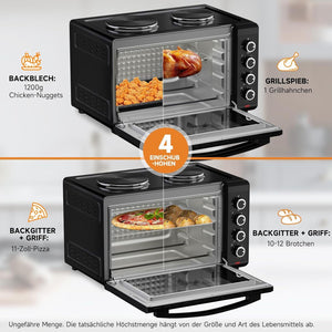 3600W Leistung im HOMELUX Minibackofen