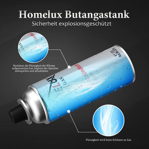 HOMELUX 28x gas cartridges 227g, butane with bayonet valve, for camping stove, gas cooker, gas heater, gas burner, soldering torch