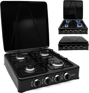 HOMELUX Gaskocher 4 flammig Campingkocher mit Deckel 6,2 kW Kocher Gas Herd Outdoor