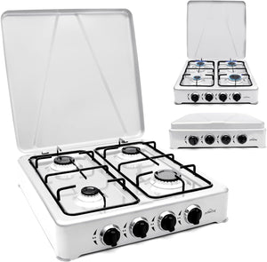 HOMELUX Gaskocher 4 flammig Campingkocher mit Deckel 6,2 kW Kocher Gas Herd Outdoor