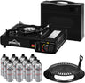 Gas cooker + grill plate + 12 gas cartridges