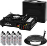 Gas cooker + grill plate + 8 gas cartridges